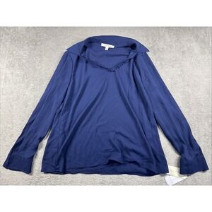 NWT Single Thread Women's Long Sleeve V-Neck‎ Shirt/Sweater Navy Size Medium